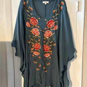 Umgee Blue Gray Asymmetrical Embellished Tunic